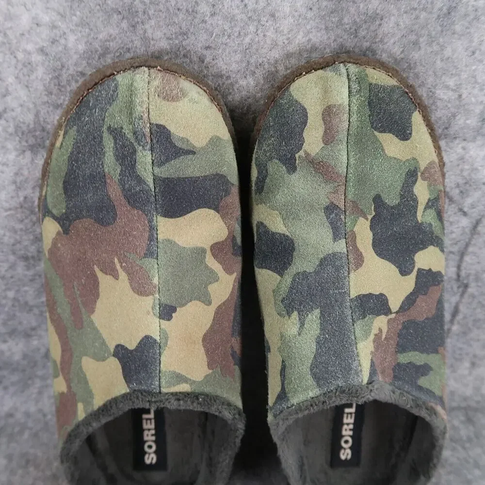 Sorel Shoes Kids 5 Slippers Casual Leather Camo Lanner Ridge Comfort Green Brown